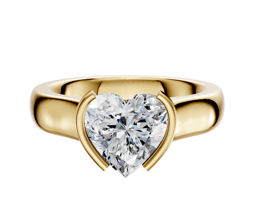 14K Yellow Gold Bezel Half Bezel North/South Cathedral Dome 4.0mm Engagement Ring