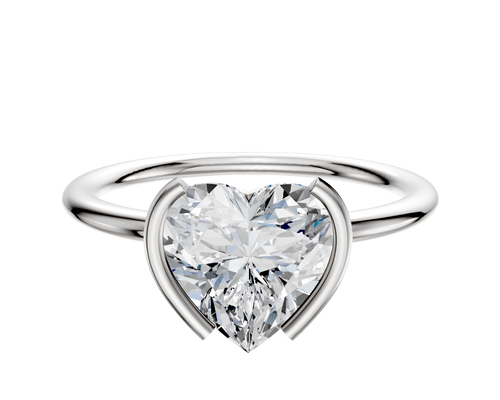 14K White Gold Bezel Half Bezel North/South Classic Dome 1.5mm Engagement Ring