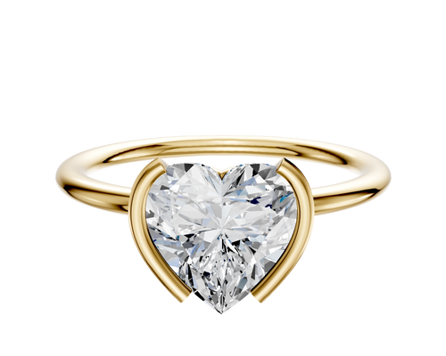14K Yellow Gold Bezel Half Bezel North/South Classic Dome 1.5mm Engagement Ring