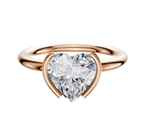 14K Rose Gold Bezel Half Bezel North/South Classic Dome 2.0mm Engagement Ring