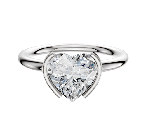 18K White Gold Bezel Half Bezel North/South Classic Dome 2.0mm Engagement Ring
