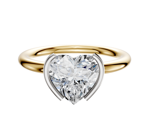 18K Two Tone Bezel Half Bezel North/South Classic Dome 2.0mm Engagement Ring