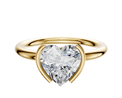 14K Yellow Gold Bezel Half Bezel North/South Classic Dome 2.0mm Engagement Ring