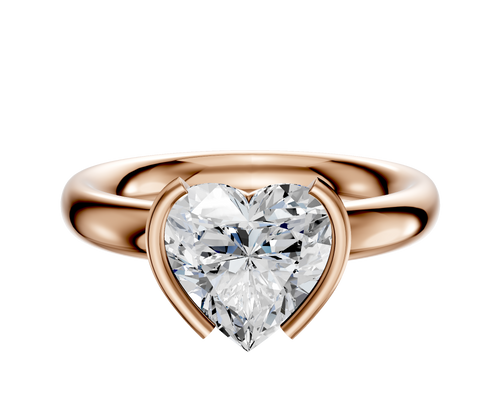 18K Rose Gold Bezel Half Bezel North/South Classic Dome 3.0mm Engagement Ring
