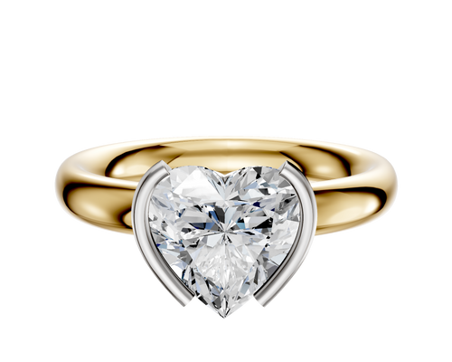 18K Two Tone Bezel Half Bezel North/South Classic Dome 3.0mm Engagement Ring