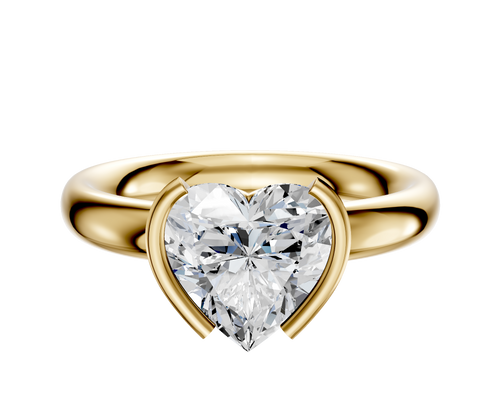 18K Yellow Gold Bezel Half Bezel North/South Classic Dome 3.0mm Engagement Ring