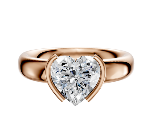 18K Rose Gold Bezel Half Bezel North/South Classic Dome 4.0mm Engagement Ring