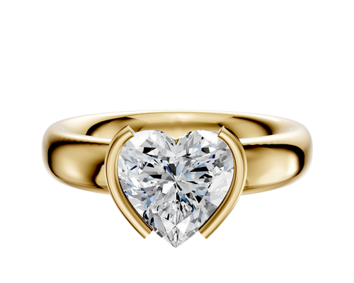 14K Yellow Gold Bezel Half Bezel North/South Classic Dome 4.0mm Engagement Ring