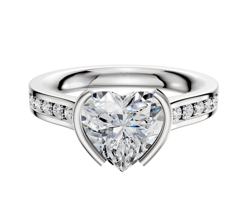 Platinum Bezel Half Bezel North/South Cathedral Flat 1-Row-Pave 2.5mm Engagement Ring
