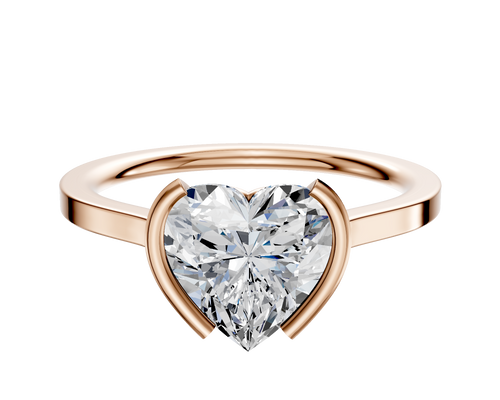 18K Rose Gold Bezel Half Bezel North/South Cathedral Flat 1.5mm Engagement Ring