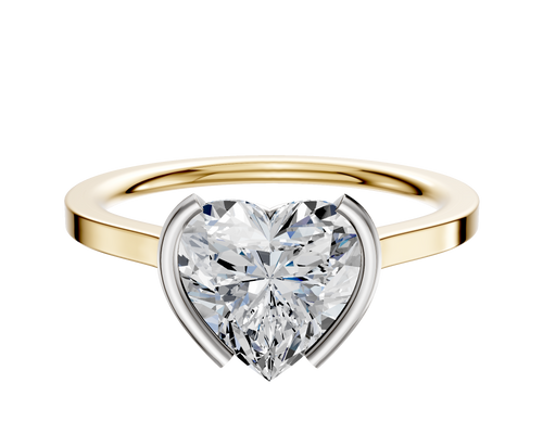 18K Two Tone Bezel Half Bezel North/South Cathedral Flat 1.5mm Engagement Ring