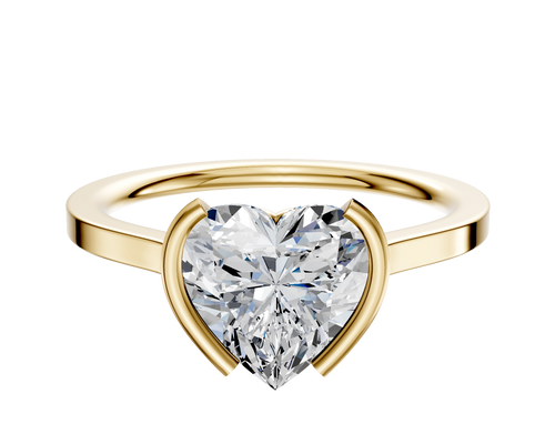 14K Yellow Gold Bezel Half Bezel North/South Cathedral Flat 1.5mm Engagement Ring