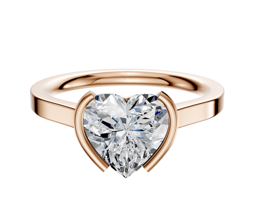 18K Rose Gold Bezel Half Bezel North/South Cathedral Flat 2.0mm Engagement Ring