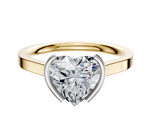 14K Two Tone Bezel Half Bezel North/South Cathedral Flat 2.0mm Engagement Ring