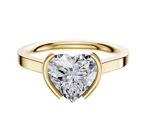 18K Yellow Gold Bezel Half Bezel North/South Cathedral Flat 2.0mm Engagement Ring