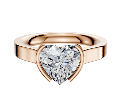 18K Rose Gold Bezel Half Bezel North/South Cathedral Flat 3.0mm Engagement Ring