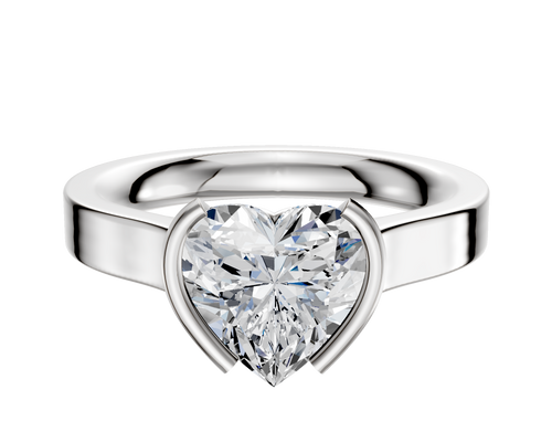 14K White Gold Bezel Half Bezel North/South Cathedral Flat 3.0mm Engagement Ring