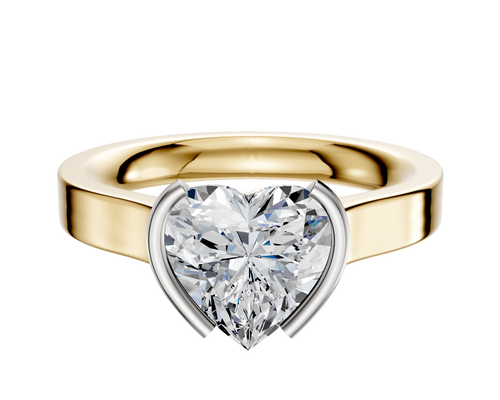 14K Two Tone Bezel Half Bezel North/South Cathedral Flat 3.0mm Engagement Ring