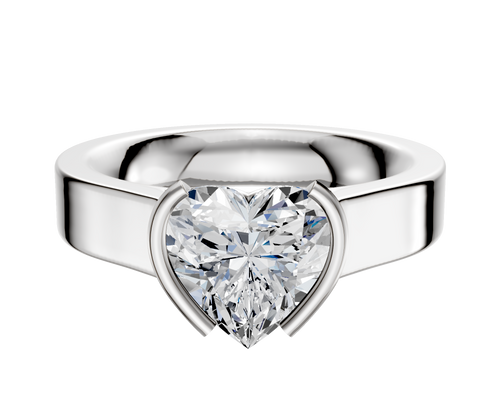 14K White Gold Bezel Half Bezel North/South Cathedral Flat 4.0mm Engagement Ring