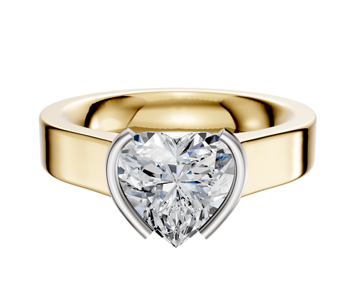 14K Two Tone Bezel Half Bezel North/South Cathedral Flat 4.0mm Engagement Ring