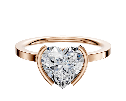 18K Rose Gold Bezel Half Bezel North/South Classic Flat 1.5mm Engagement Ring