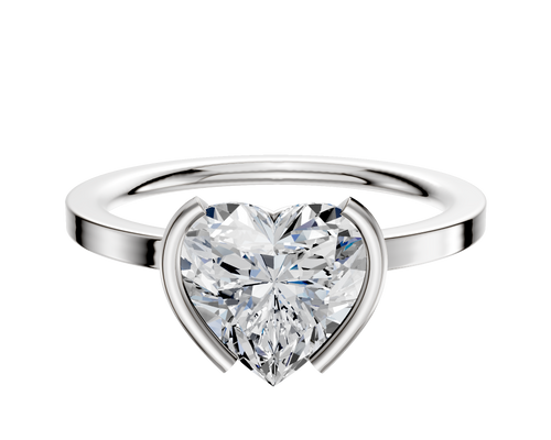 18K White Gold Bezel Half Bezel North/South Classic Flat 1.5mm Engagement Ring