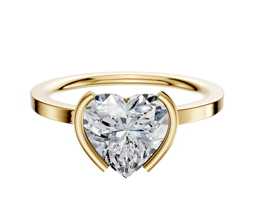 14K Yellow Gold Bezel Half Bezel North/South Classic Flat 1.5mm Engagement Ring