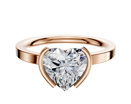 18K Rose Gold Bezel Half Bezel North/South Classic Flat 2.0mm Engagement Ring