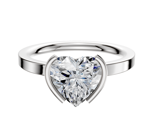 18K White Gold Bezel Half Bezel North/South Classic Flat 2.0mm Engagement Ring