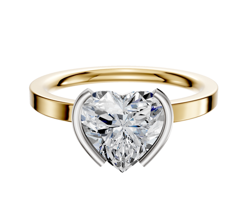 14K Two Tone Bezel Half Bezel North/South Classic Flat 2.0mm Engagement Ring