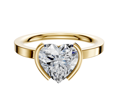 18K Yellow Gold Bezel Half Bezel North/South Classic Flat 2.0mm Engagement Ring