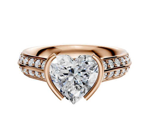18K Rose Gold Bezel Half Bezel North/South Cathedral Knife Edge 1-Row-Pave 2.5mm Engagement Ring