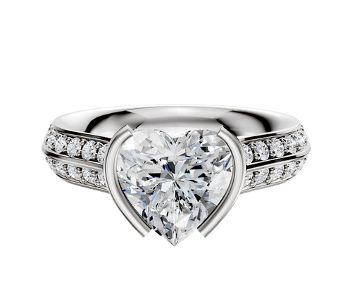 Platinum Bezel Half Bezel North/South Cathedral Knife Edge 1-Row-Pave 2.5mm Engagement Ring