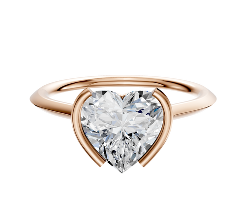 18K Rose Gold Bezel Half Bezel North/South Cathedral Knife Edge 1.5mm Engagement Ring