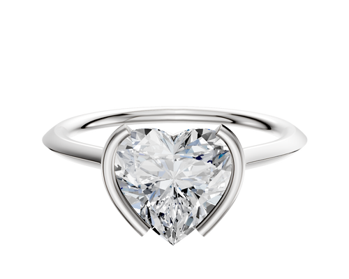 14K White Gold Bezel Half Bezel North/South Cathedral Knife Edge 1.5mm Engagement Ring