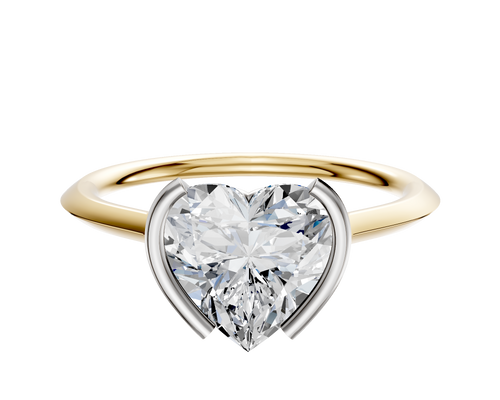 18K Two Tone Bezel Half Bezel North/South Cathedral Knife Edge 1.5mm Engagement Ring