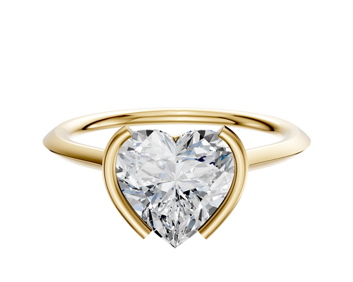 14K Yellow Gold Bezel Half Bezel North/South Cathedral Knife Edge 1.5mm Engagement Ring