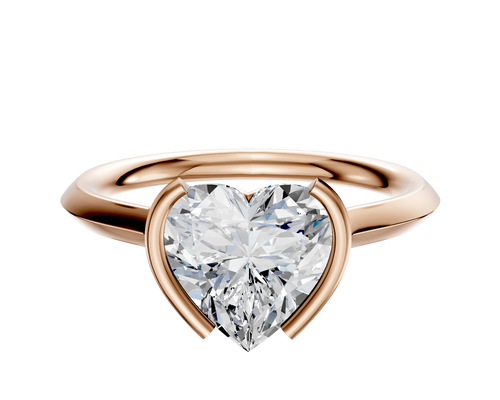 18K Rose Gold Bezel Half Bezel North/South Cathedral Knife Edge 2.0mm Engagement Ring