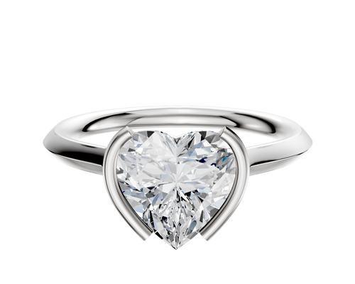 18K White Gold Bezel Half Bezel North/South Cathedral Knife Edge 2.0mm Engagement Ring