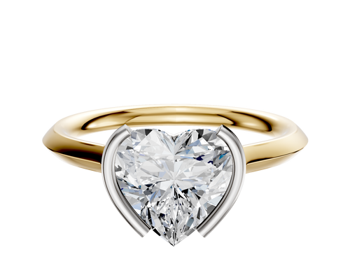 18K Two Tone Bezel Half Bezel North/South Cathedral Knife Edge 2.0mm Engagement Ring