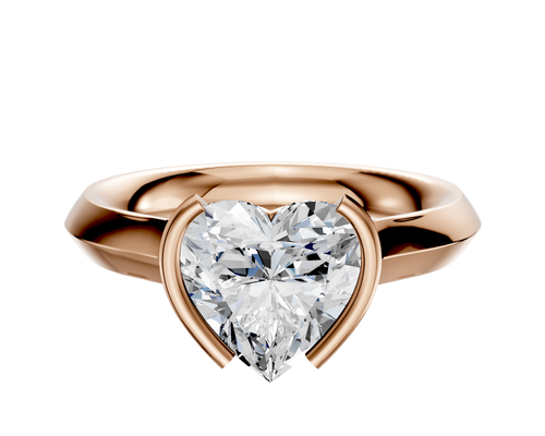 18K Rose Gold Bezel Half Bezel North/South Cathedral Knife Edge 3.0mm Engagement Ring