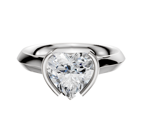 14K White Gold Bezel Half Bezel North/South Cathedral Knife Edge 3.0mm Engagement Ring
