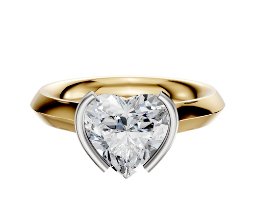 18K Two Tone Bezel Half Bezel North/South Cathedral Knife Edge 3.0mm Engagement Ring