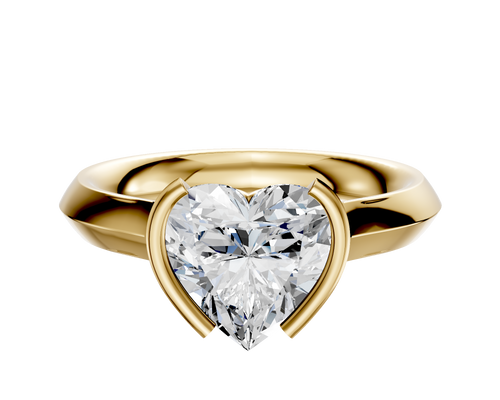 18K Yellow Gold Bezel Half Bezel North/South Cathedral Knife Edge 3.0mm Engagement Ring