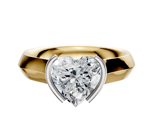 14K Two Tone Bezel Half Bezel North/South Cathedral Knife Edge 4.0mm Engagement Ring