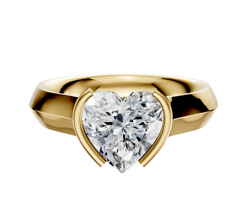 18K Yellow Gold Bezel Half Bezel North/South Cathedral Knife Edge 4.0mm Engagement Ring