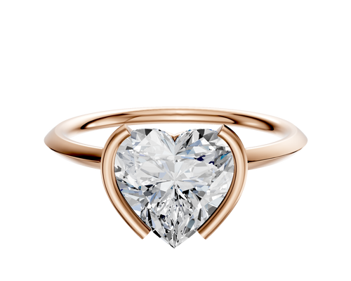 14K Rose Gold Bezel Half Bezel North/South Classic Knife Edge 1.5mm Engagement Ring