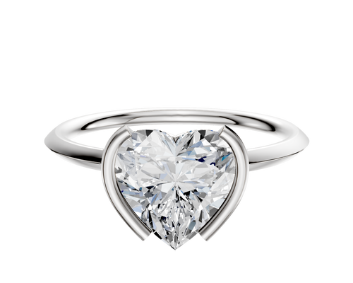 14K White Gold Bezel Half Bezel North/South Classic Knife Edge 1.5mm Engagement Ring