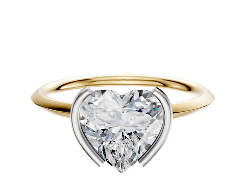 18K Two Tone Bezel Half Bezel North/South Classic Knife Edge 1.5mm Engagement Ring