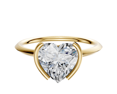 18K Yellow Gold Bezel Half Bezel North/South Classic Knife Edge 1.5mm Engagement Ring